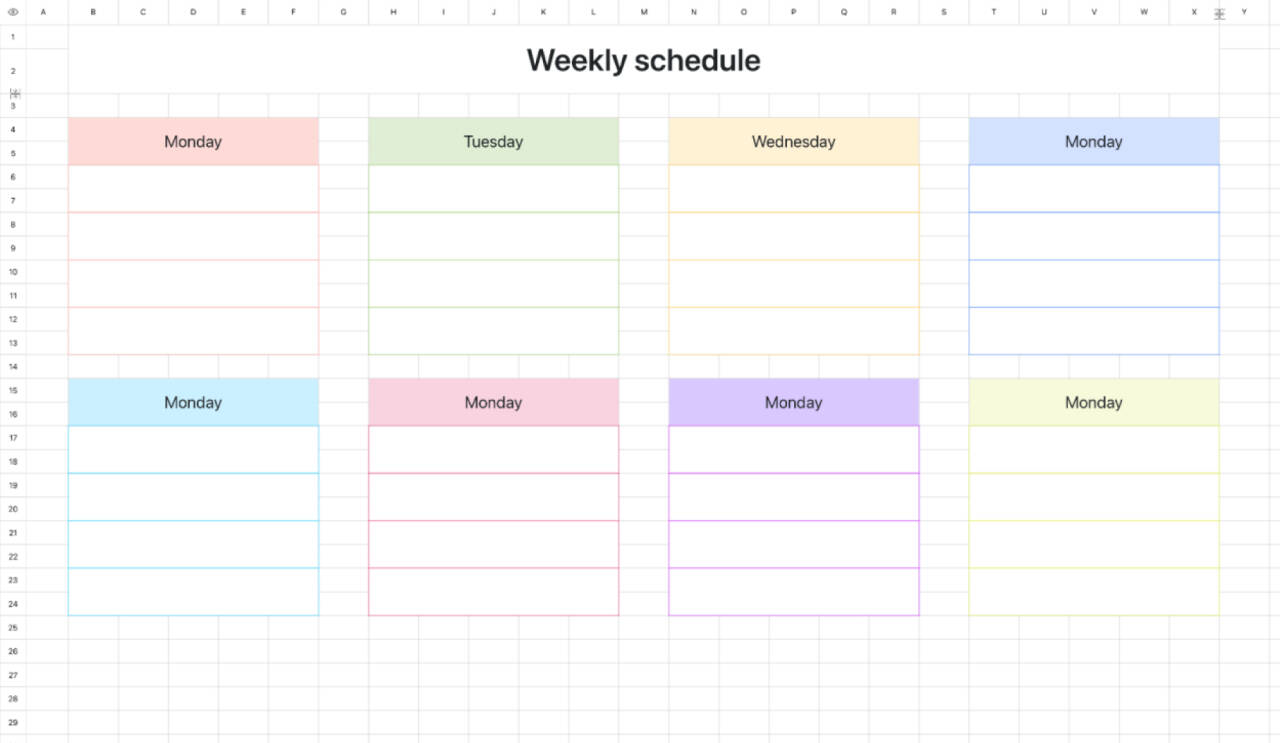 Weekly schedule1